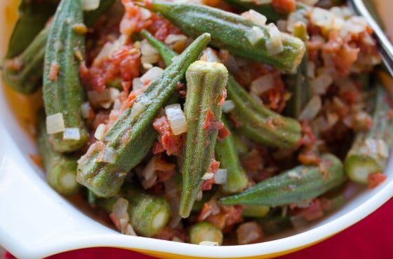spicy okra and tomatoes on www.virginiawillis.com