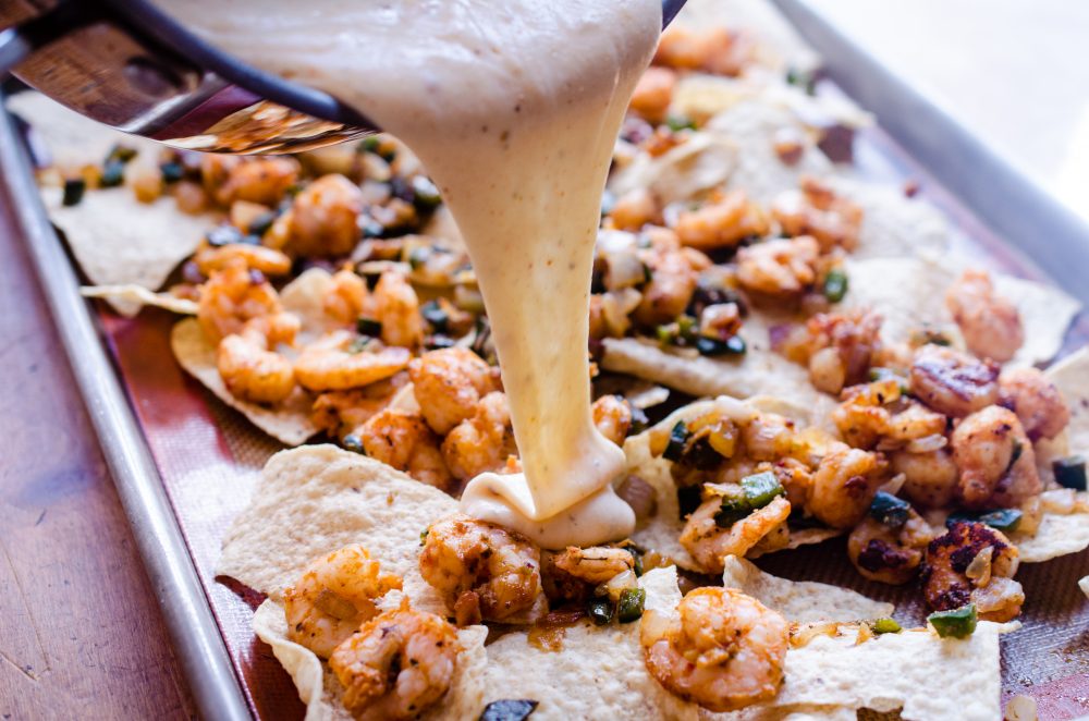 You are currently viewing Big Game: Shrimp Nachos with Creole Queso