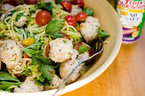 Turkey Meatballs with Zoodles on www.virginiawillis.com