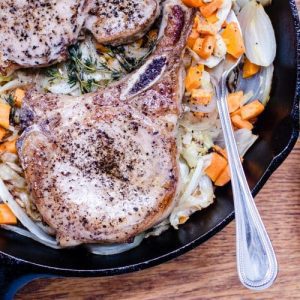 Read more about the article Skillet Suppers: Pork Chops with Cabbage and Sweet Potatoes