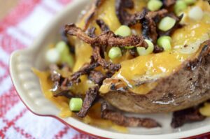 Read more about the article Loaded Baked Potato with Shiitake Bacon