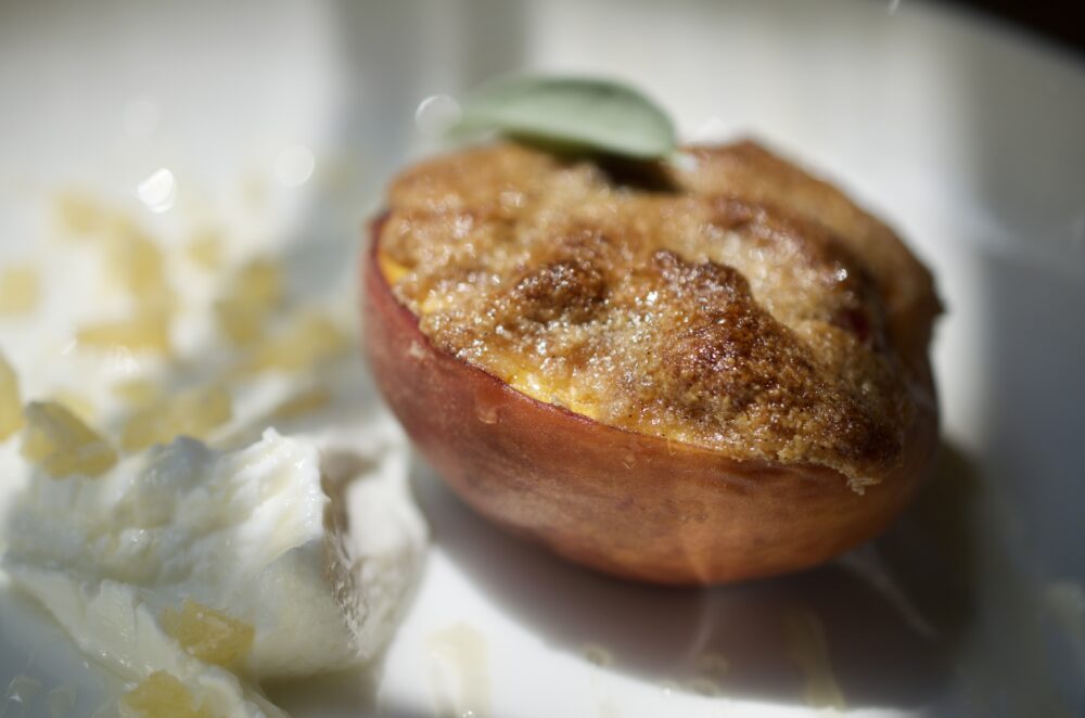 Almond Crusted Baked Peaches - Virginia Willis