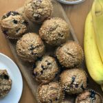 Healthy recipe for Blueberry Banana Flaxseed Muffins on virginiawillis.com