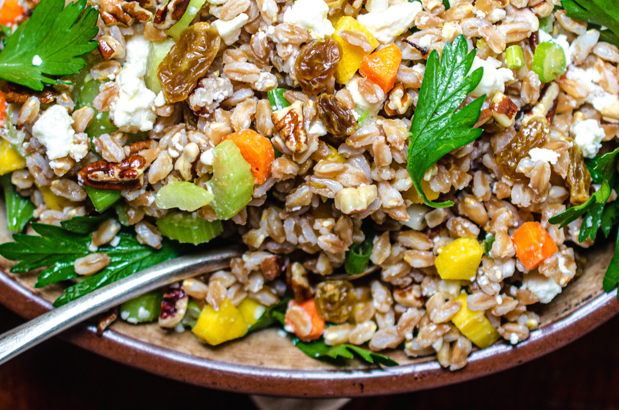 healthy side dishes on virginiawillis.com including Farro Salad 