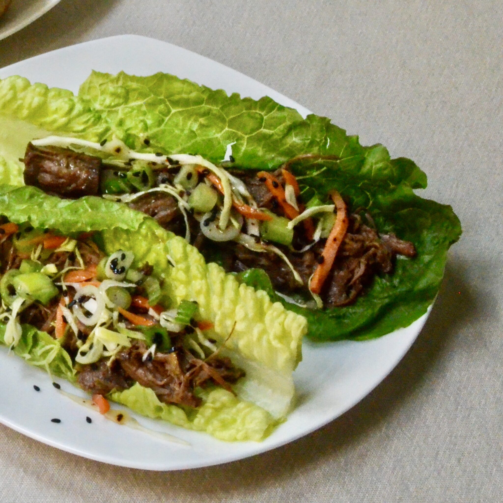 Slow Cooker Korean-Style Flank Steak Lettuce Wraps